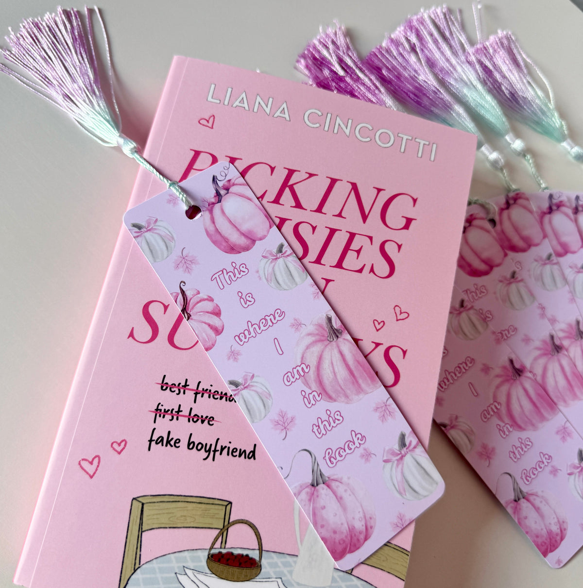Pink Autumn Pumpkins - Bookmark