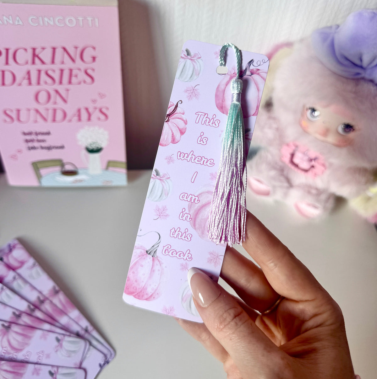 Pink Autumn Pumpkins - Bookmark